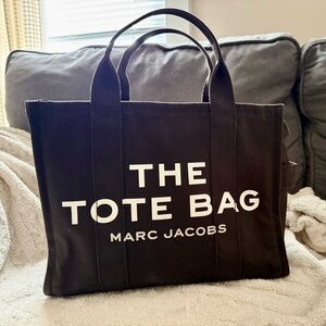 Marc Jacobs Black Canvas Tote with White Logo